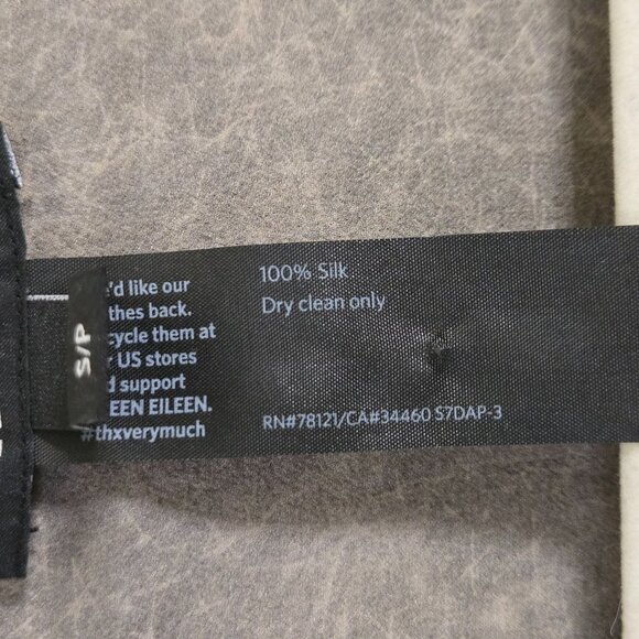 Eileen Fisher 100% Silk Scoop Neck Kimono Sleeve Lagonlook Gray Brown Top Size S - Picture 7 of 7